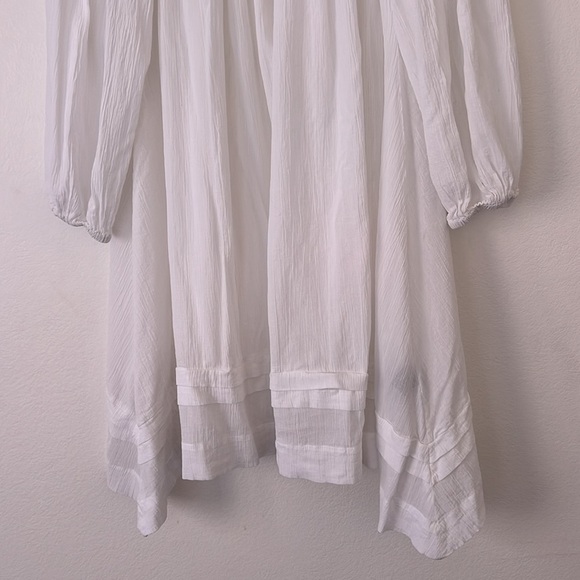 Isabel Etoile Marant Rita Asymmetric Embroidered White Sheer Dress Size 36 - Picture 4 of 11
